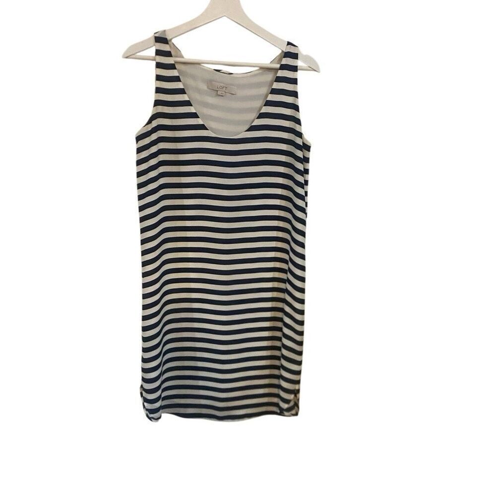 Loft size small striped sleeveless vneck lined dress